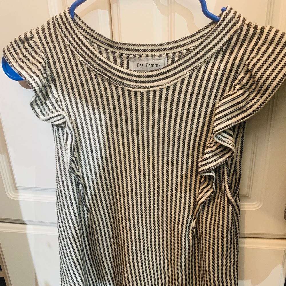 Ces Femme ruffle striped top